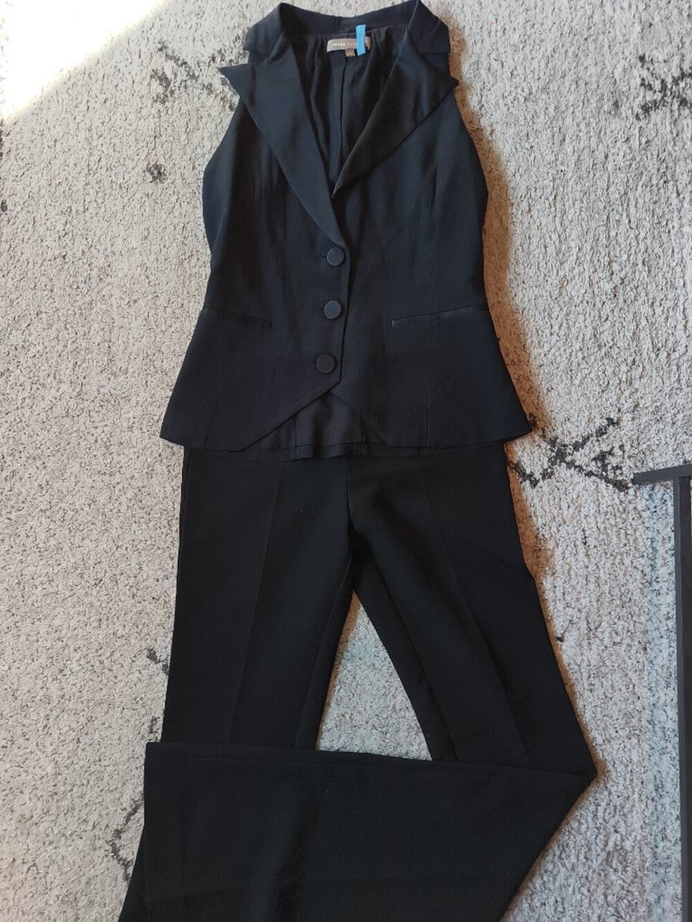 Space Simona Corsellini Black Tuxedo Vest & Flare Pant Set | IT 40 (US 4)